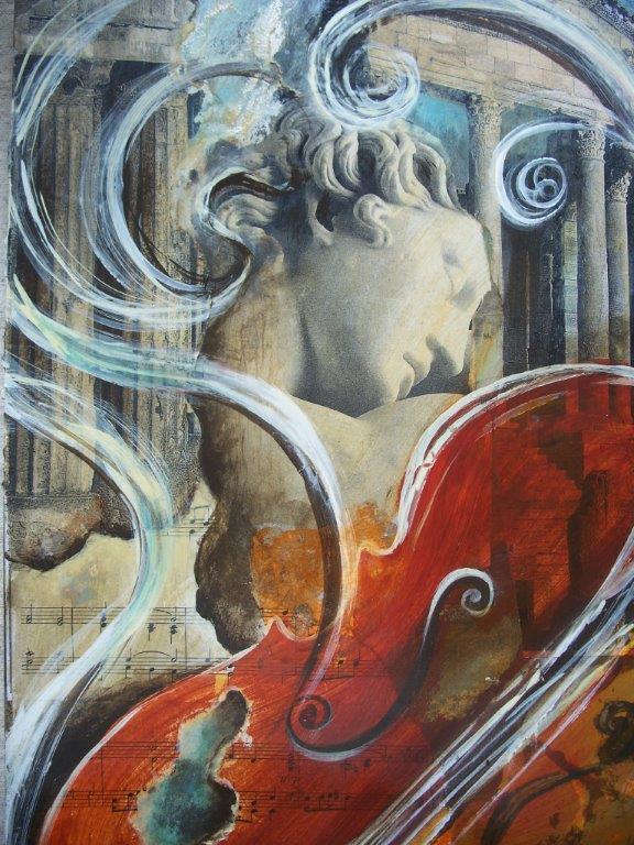 violin and stutue of person