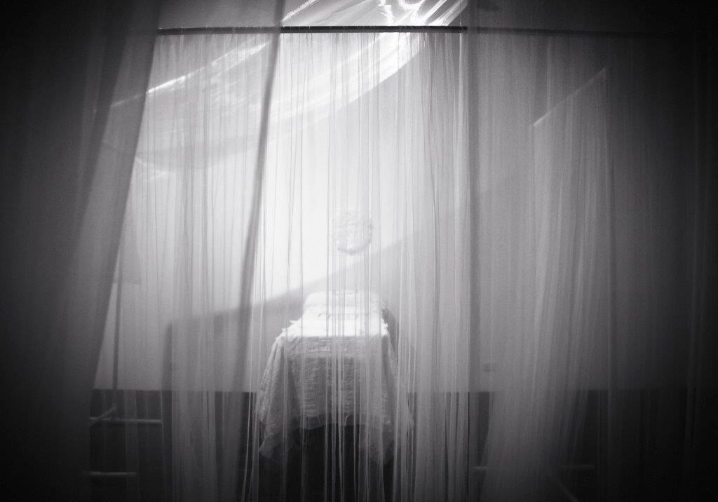 Absence and Presence 2015, gauze squares sewn together with silk
